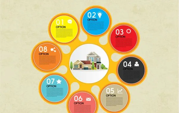 house infographic design with colorful circles illustration 