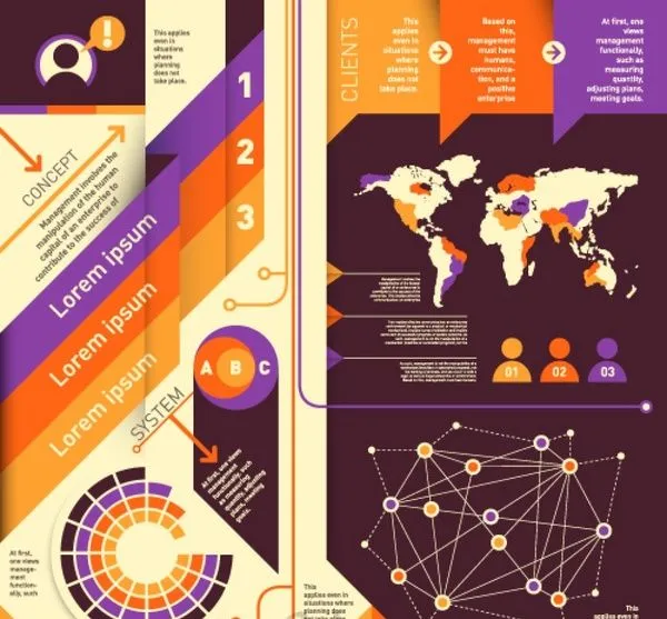 world wide infographic retro style 