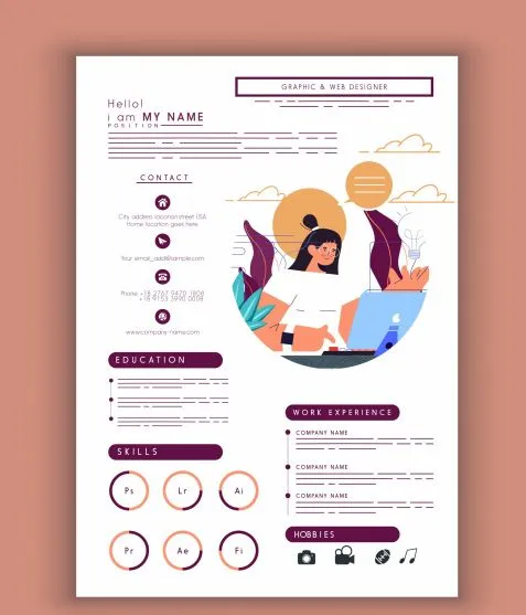 resume template bright colored decor modern design 