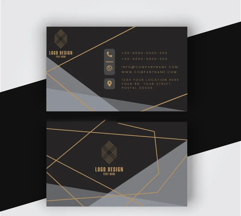建筑师名片设计模板 优雅深色几何线条预览图