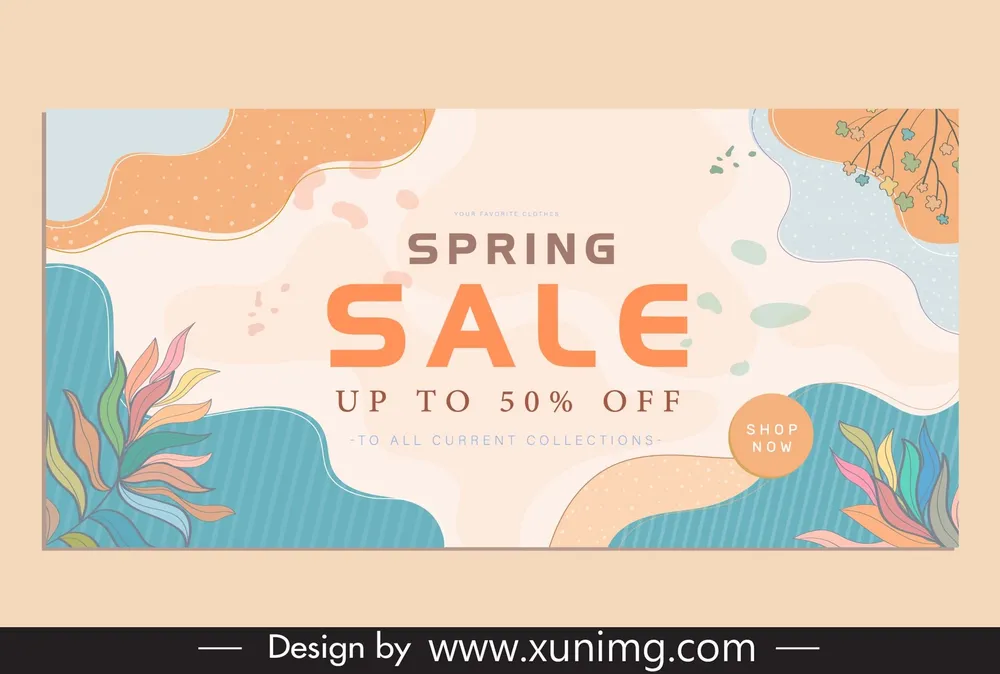 sale banner templates classic leaves curves 