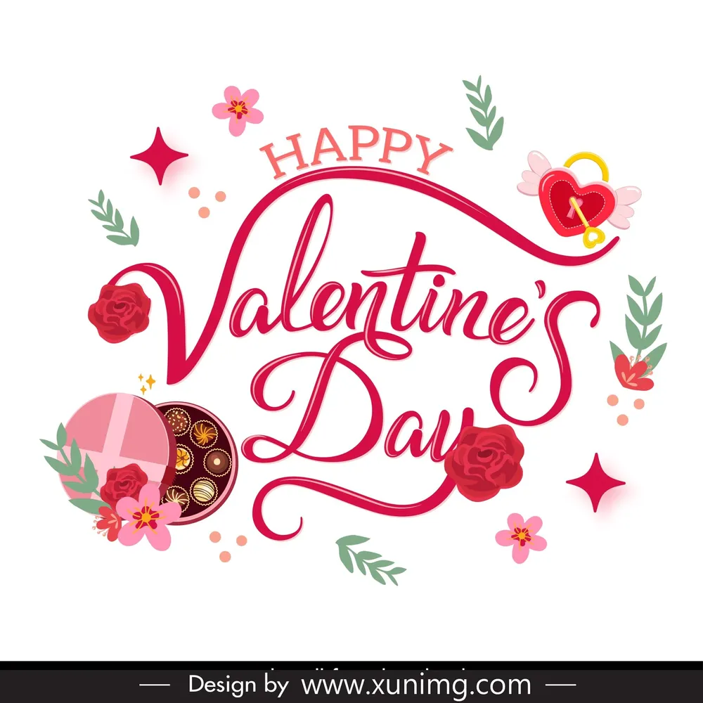 valentine typography design elements elegant decor 
