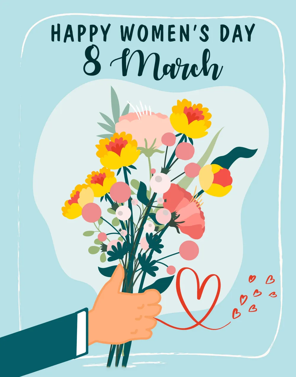 international womens day poster template hand holding boutique hearts decor 