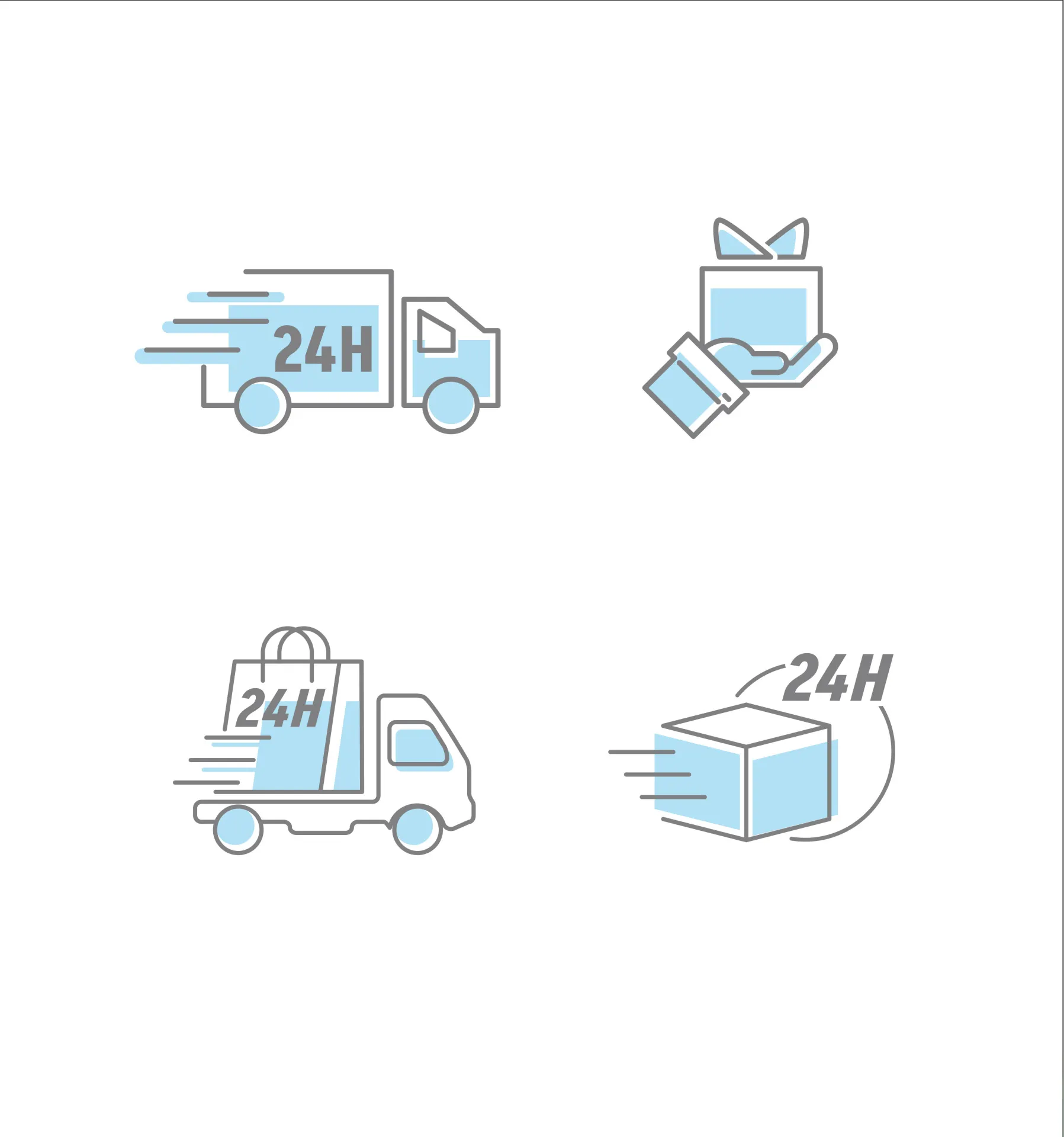shipping icons flat classical truck goods handdrawn outline  