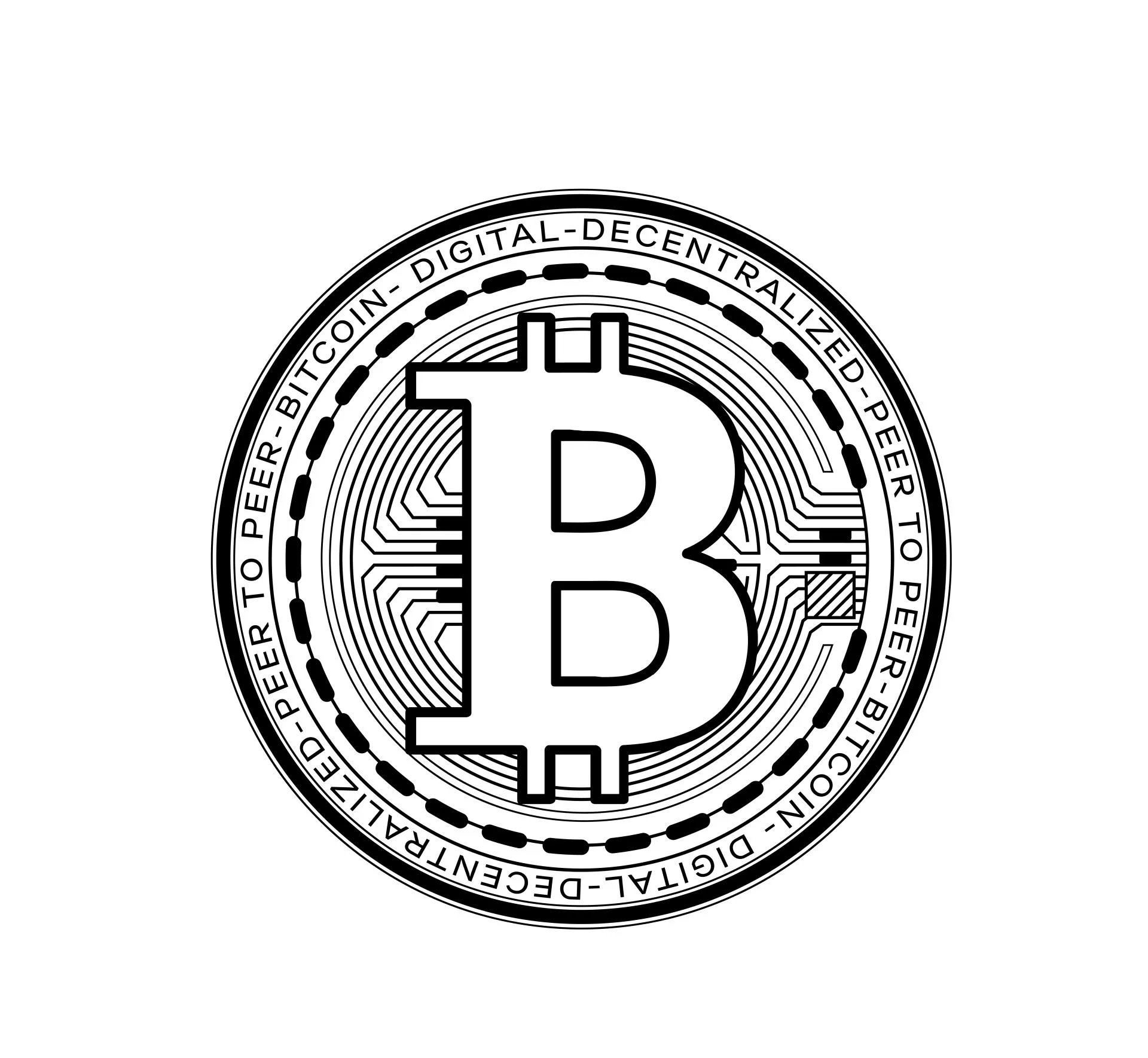bitcon coins sign icon text round shape outline 