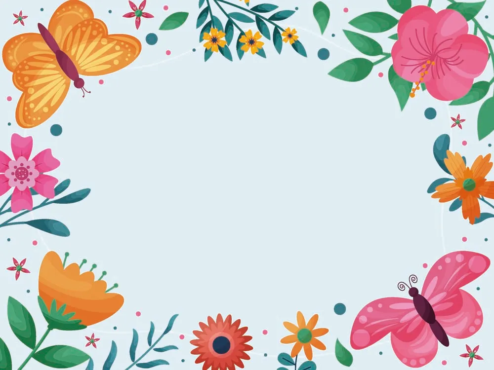 Flower Spring Border with Spring Elements