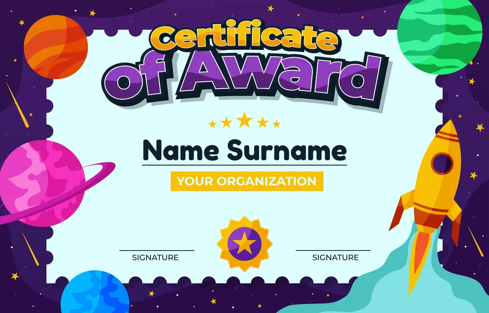 Certificate Fun Astronaut Background