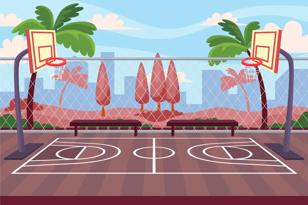 Outdoor Basketball Court Background
