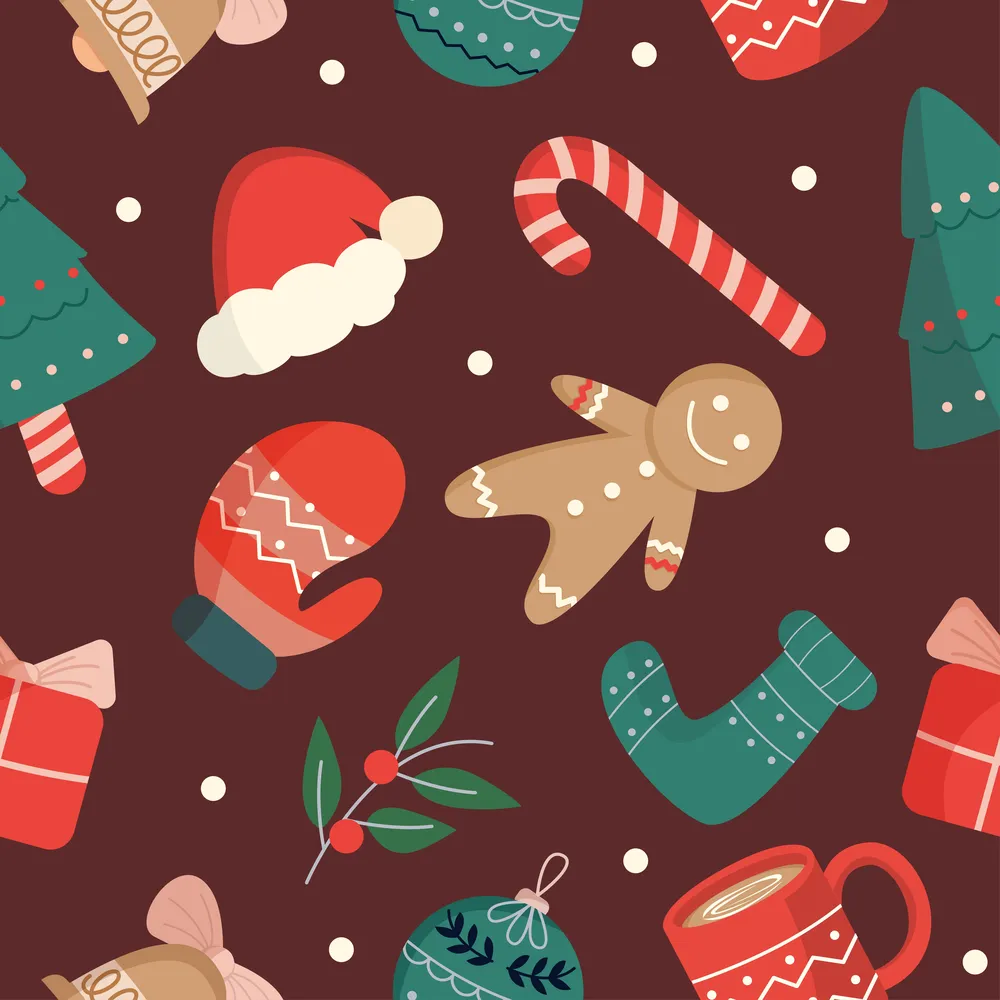 Doodle Christmas Seamless Background