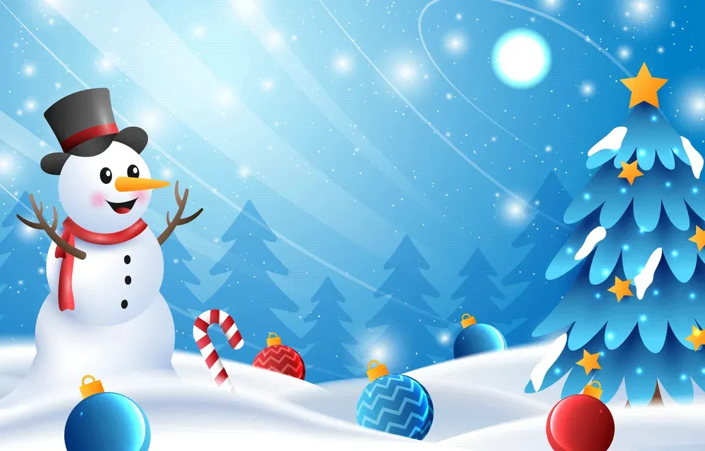 Winter with Snowman Background