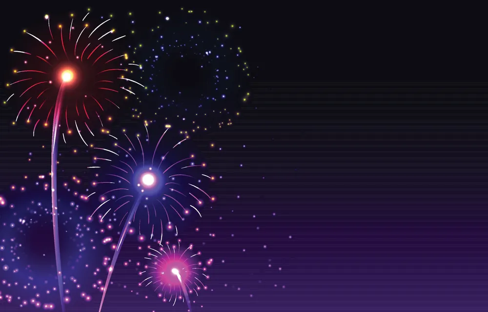 Fireworks on Night Background