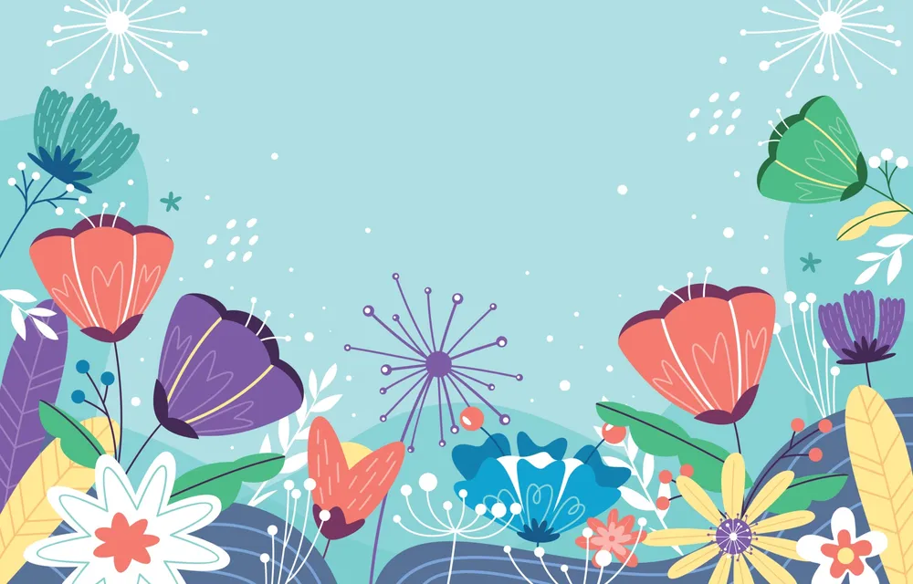 Colorful Blooming Flowers Background