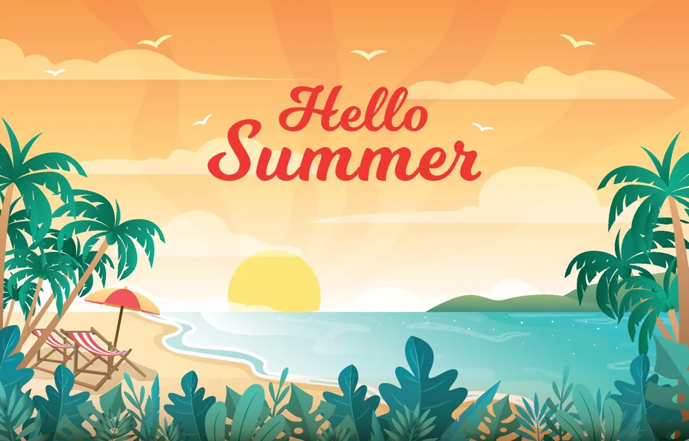 Summer Beach Sunset Background