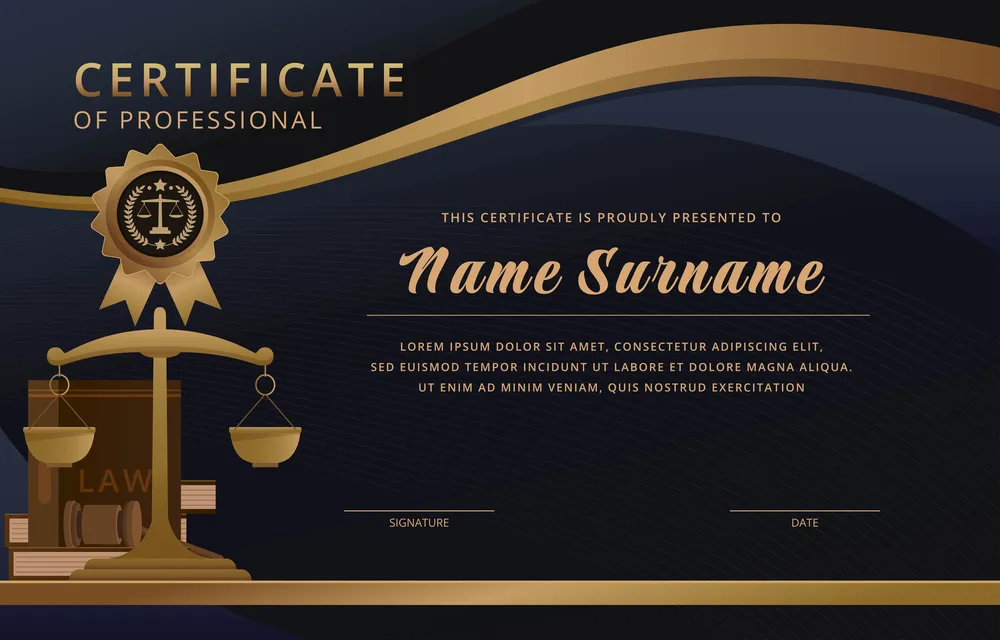 Lawyer Certificate Of Professional Background