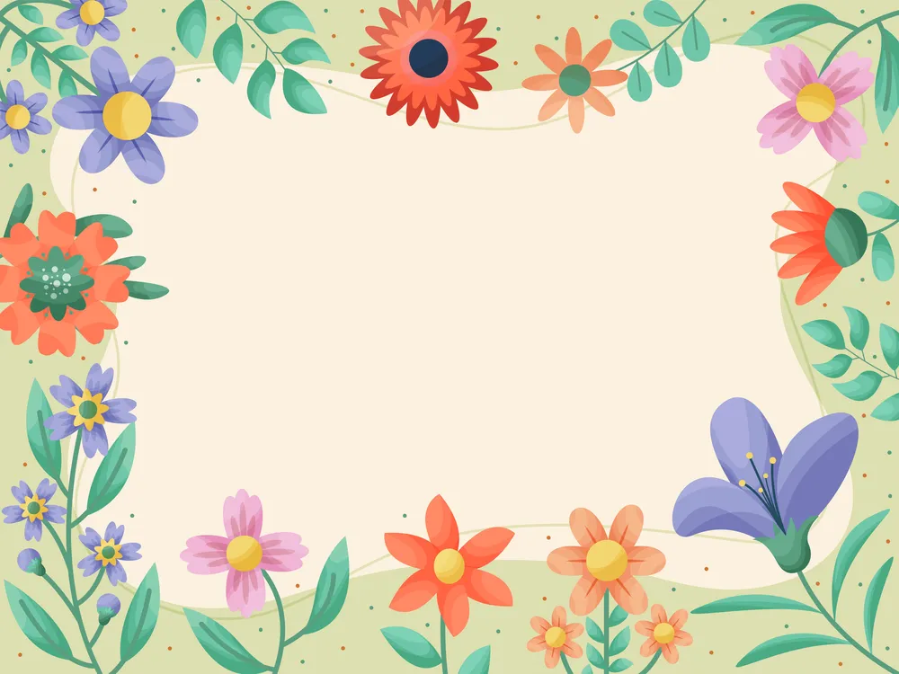 Nature Spring Floral Border Background