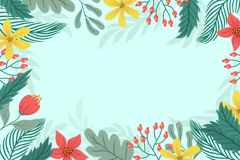 Winter Flower Border Background Template