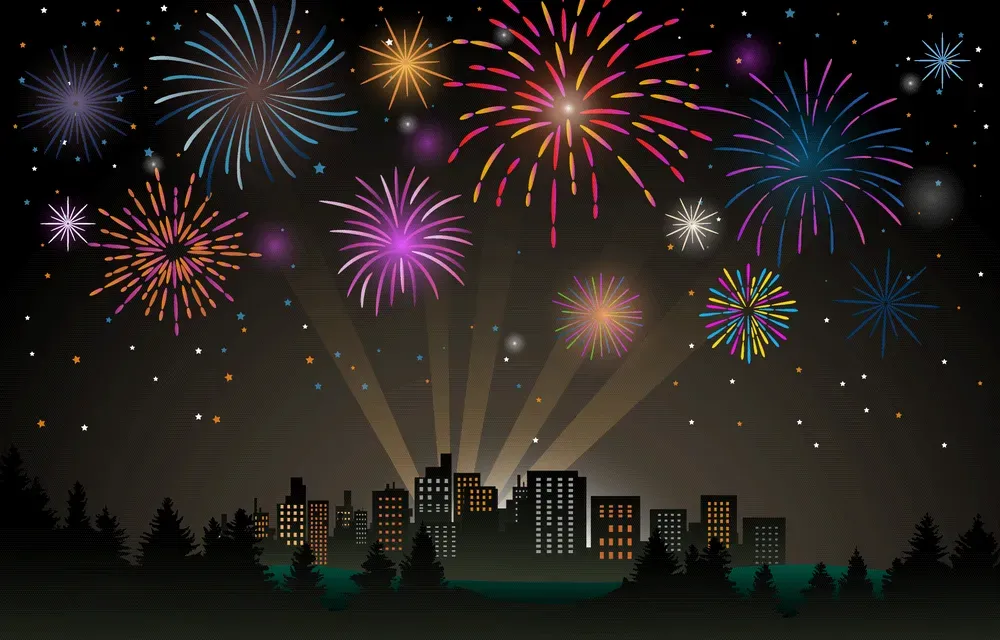 Fireworks in The City Background