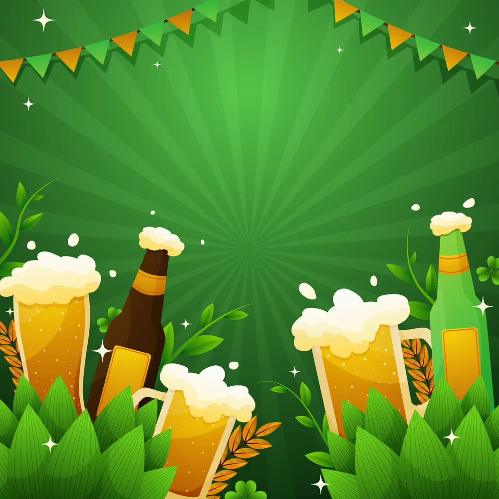 Beer Day Leaf Green Background