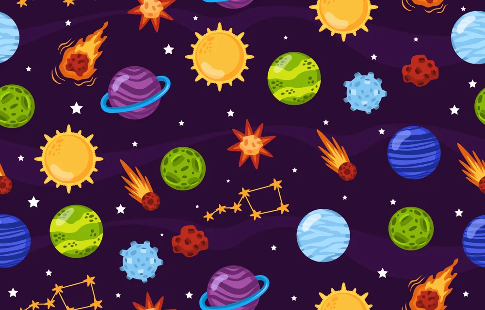 Seamless Celestial Bodies Background Concept