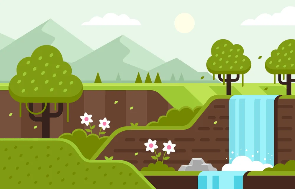 Nature Landscape Scenery Woodblock Background
