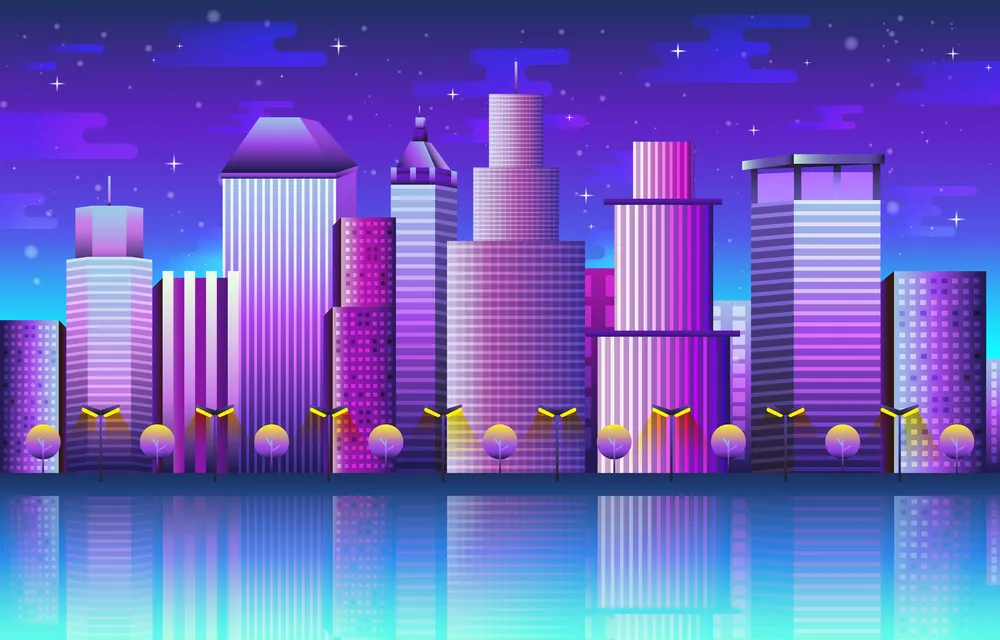 Cityscape with Buildings Background Template