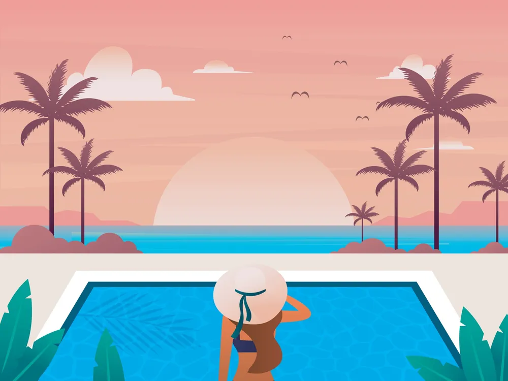 Girl Enjoying Beach View Background