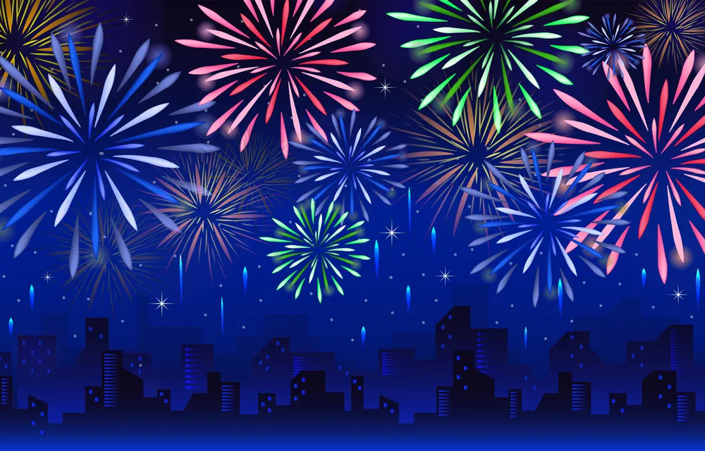 Fireworks with City Background Template