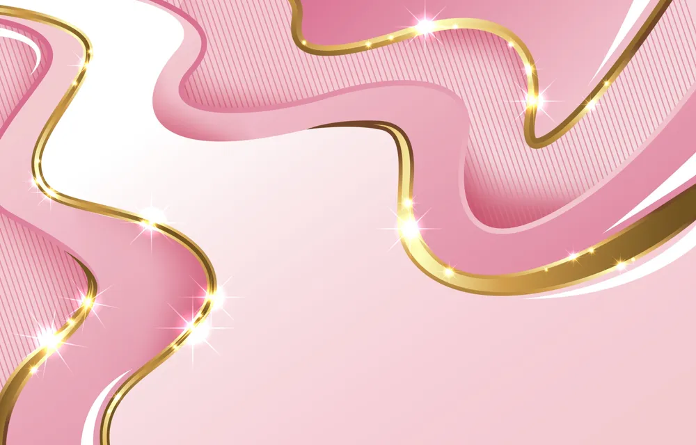 Abstract Pink Gold Wave Background