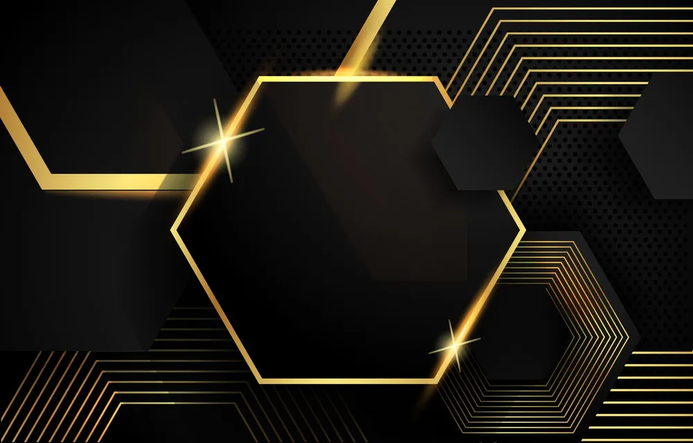 Black and Gold Hexagonal Background