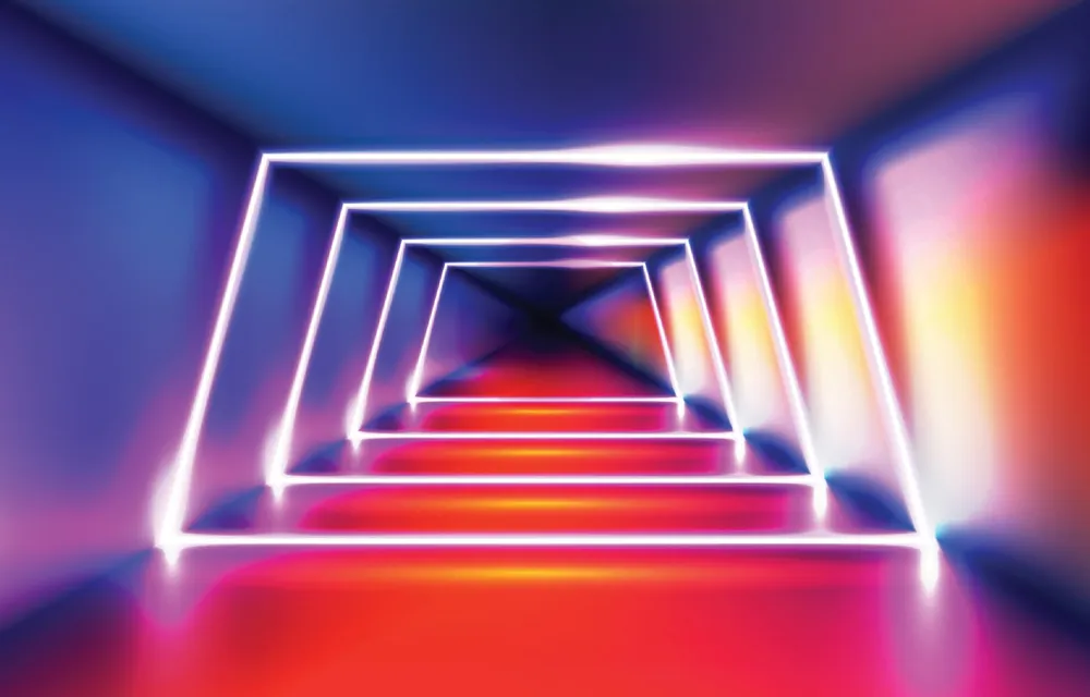 Realistic Trapezoid Neon Light Background