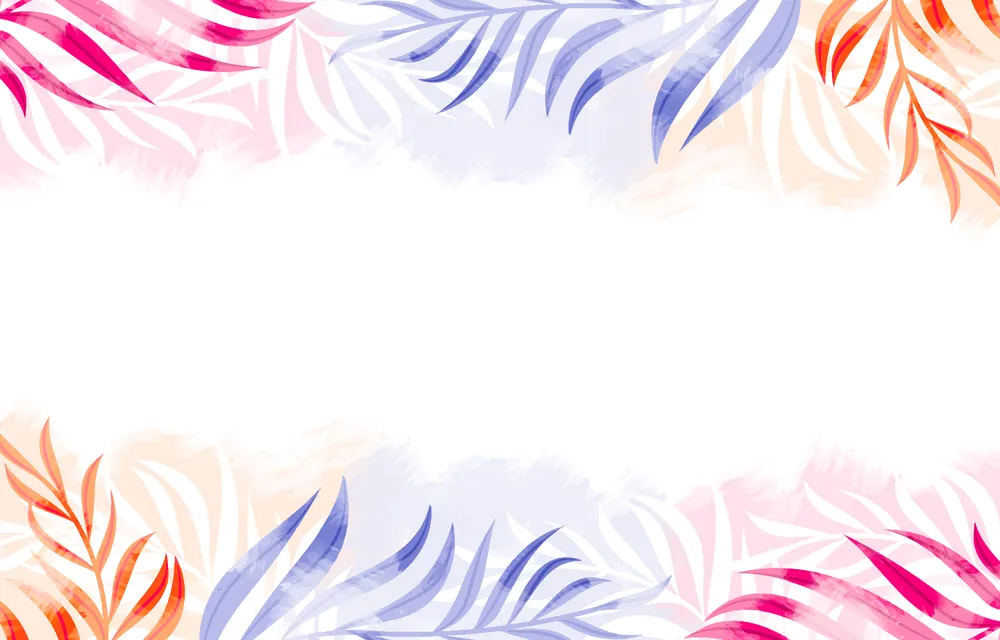 Watercolor Background with Colorful Leaves