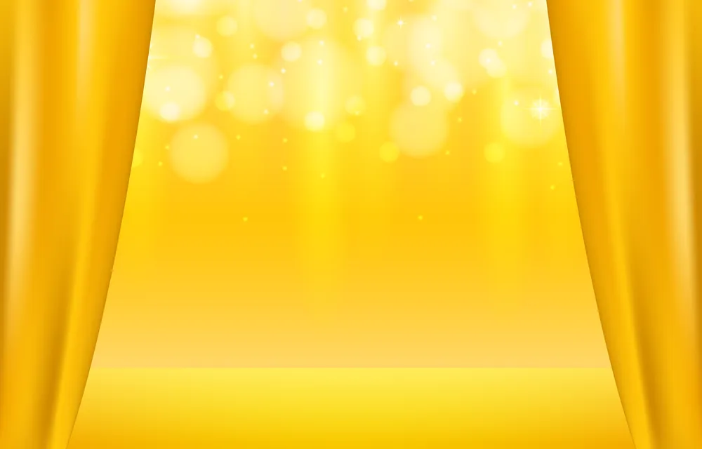 Golden Stage with Sparkle Background