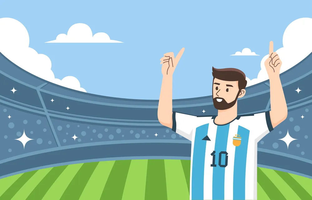 Lionel Messi in Cartoon Style Background