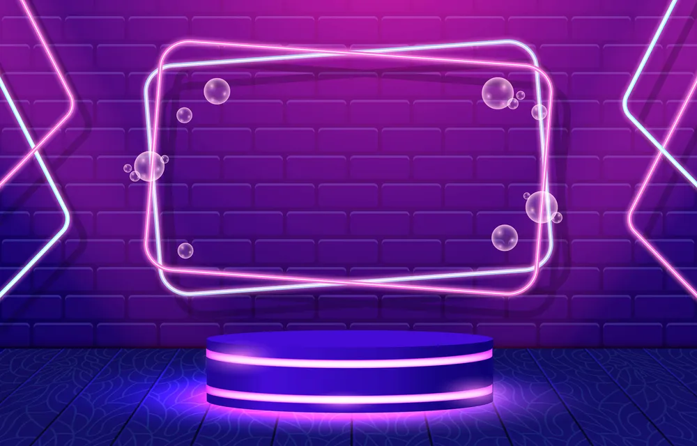 Purple Neon Light Background with a Podium