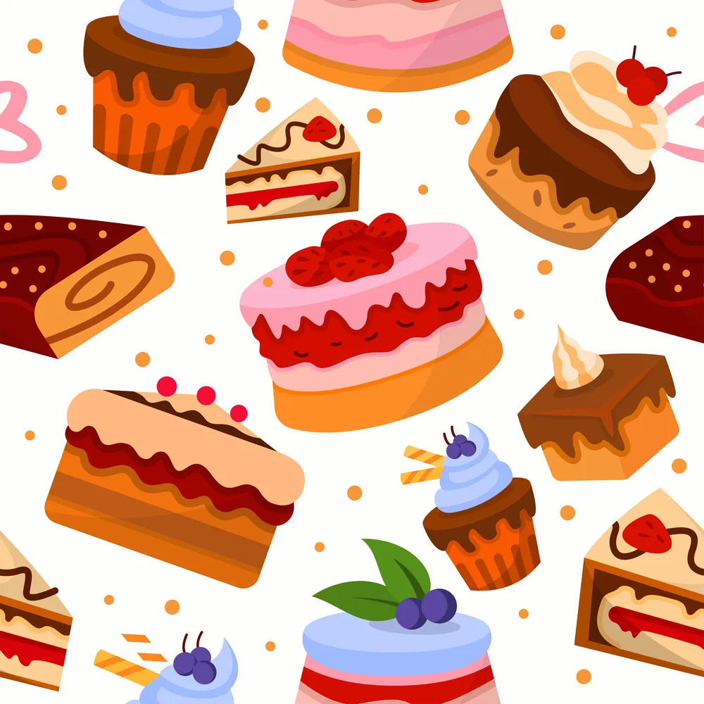Yummy And Sweet Dessert Seamless Background