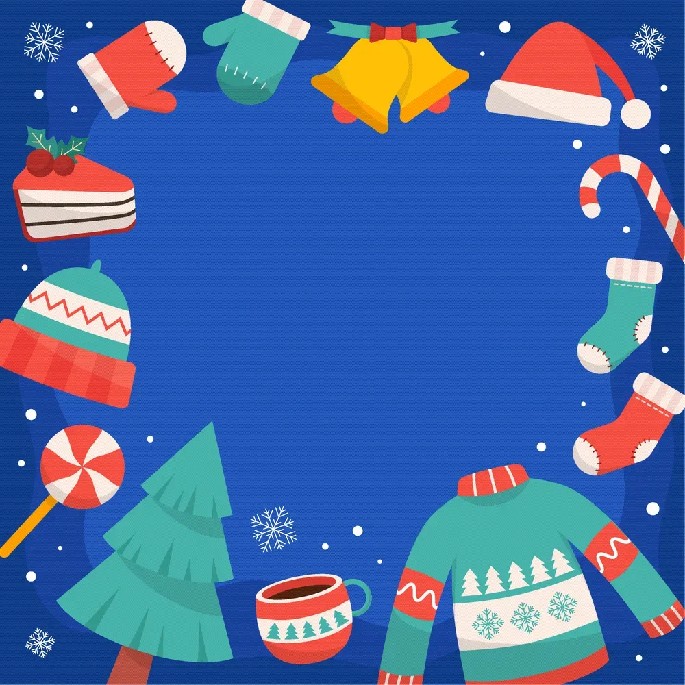 Border Background with Winter Season Elements