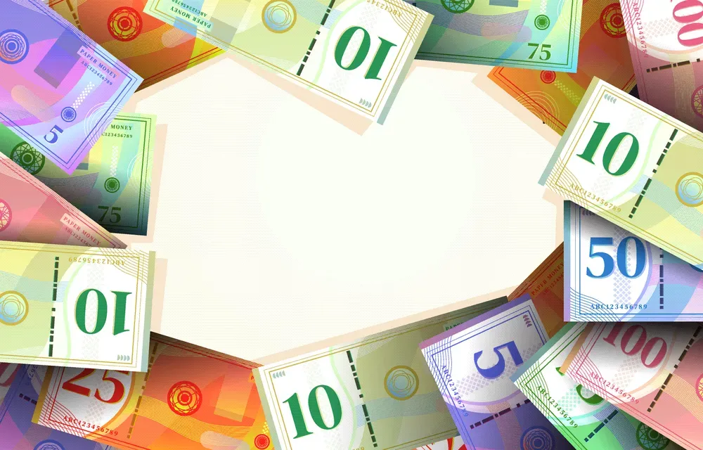 Colorful Bright Paper Money Real Background