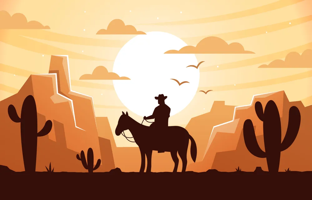 Wild West with Cowboy Silhouette Background