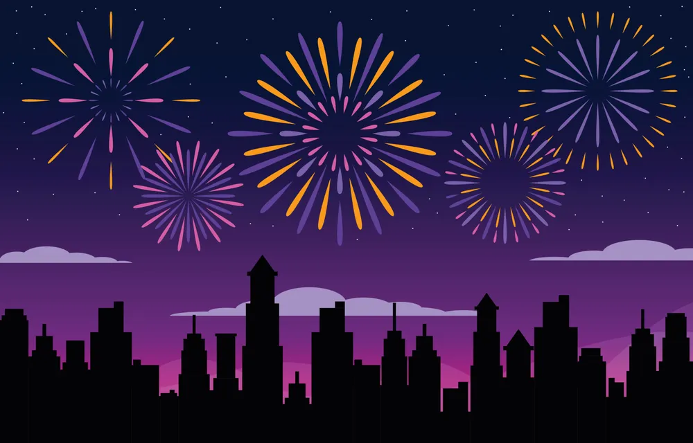 Firework On Top The Building Background