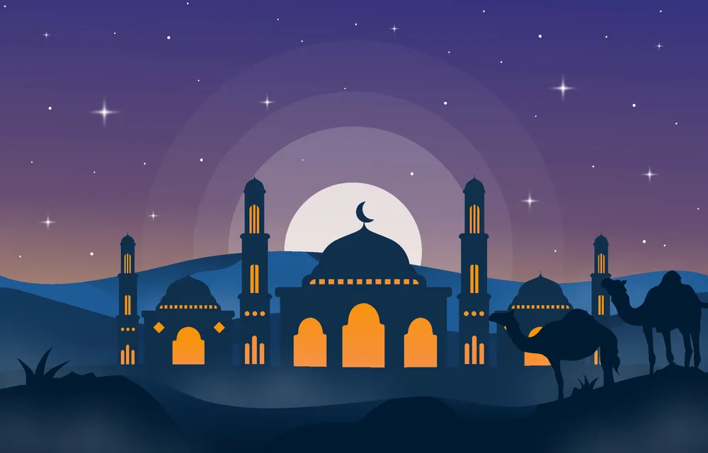 Background of Flat Mosque in the Desert