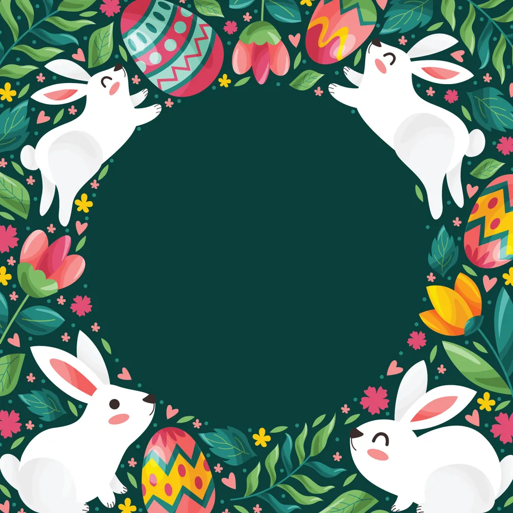 Easter Day Cute Bunny Rabbit Doodle Background