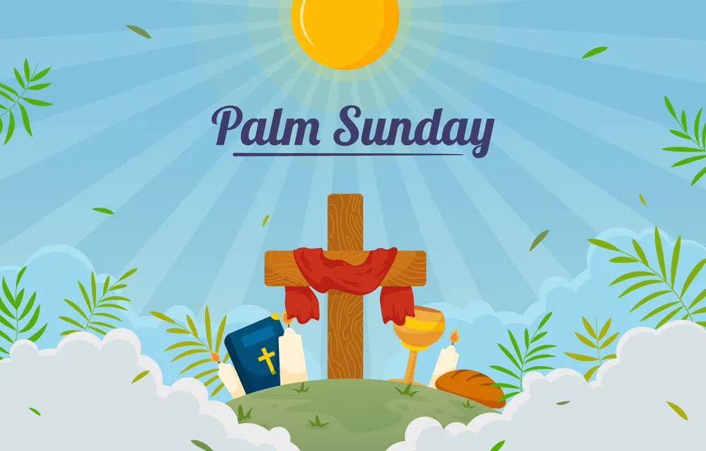 Palm Sunday with Cross Bilbe Candle Background