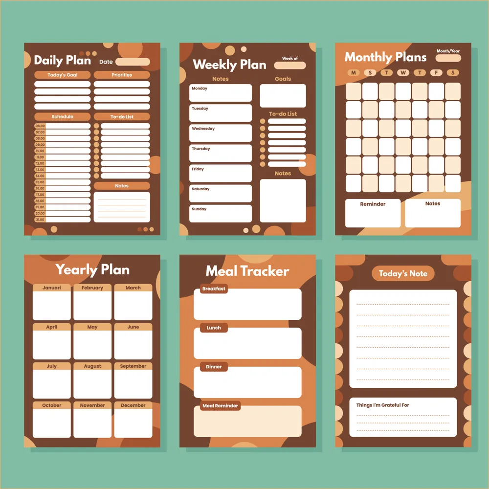 Monochrome Journal Planner with Circle Background
