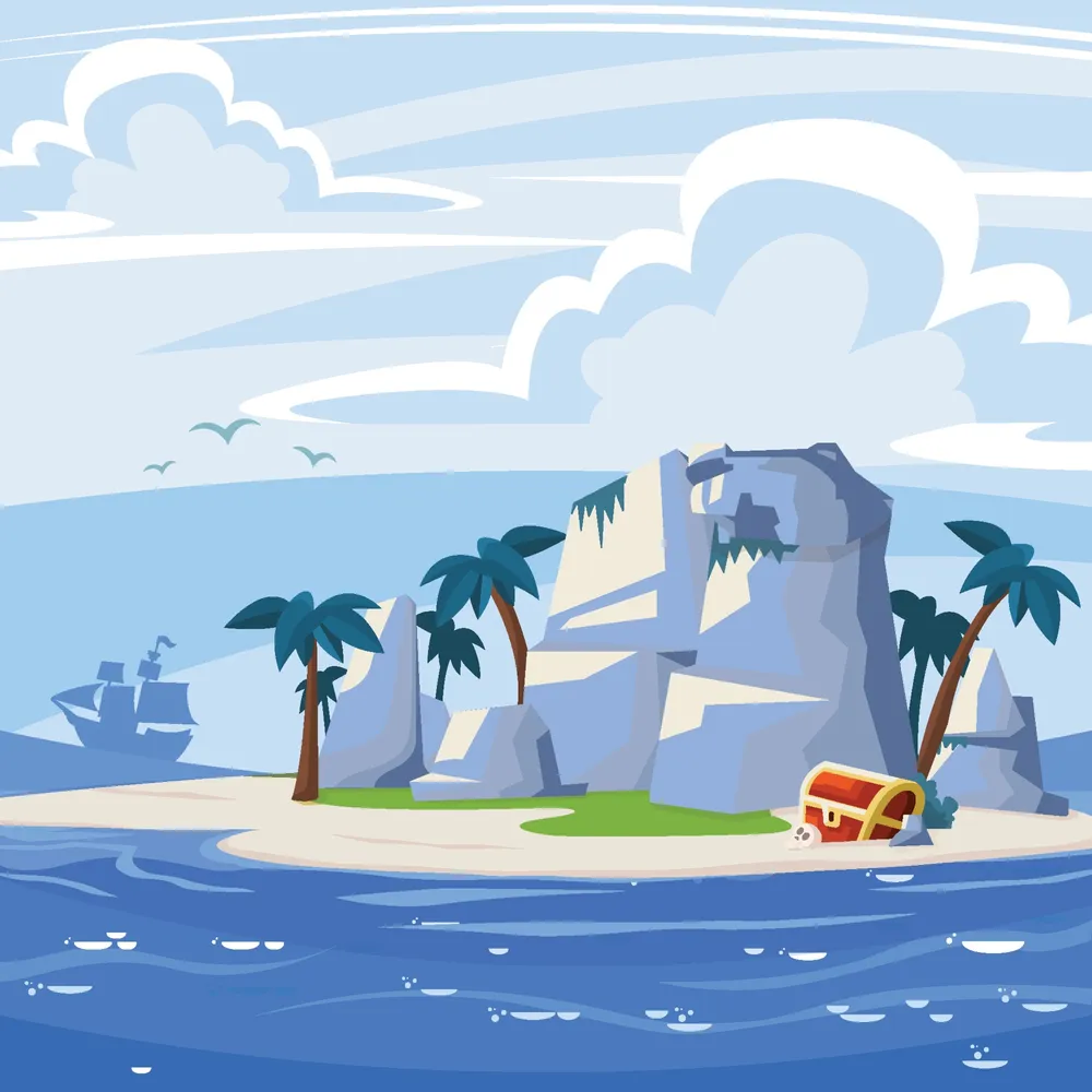Island with Treasure and Skull Background