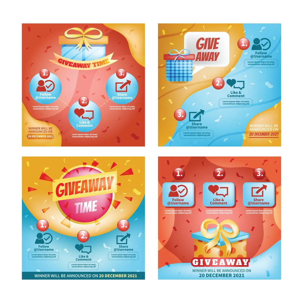 Giveaway Social Media Background Template Set