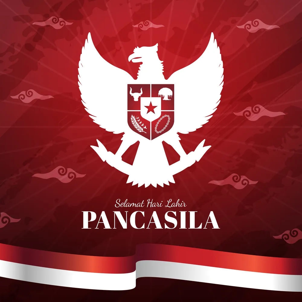 Hari Jadi Pancasila with Indonesian Flag Background