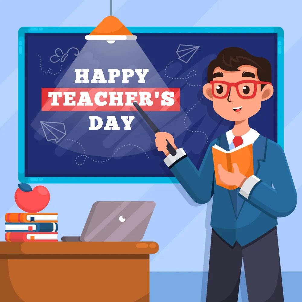 Happy Teacher Day with Classroom Background