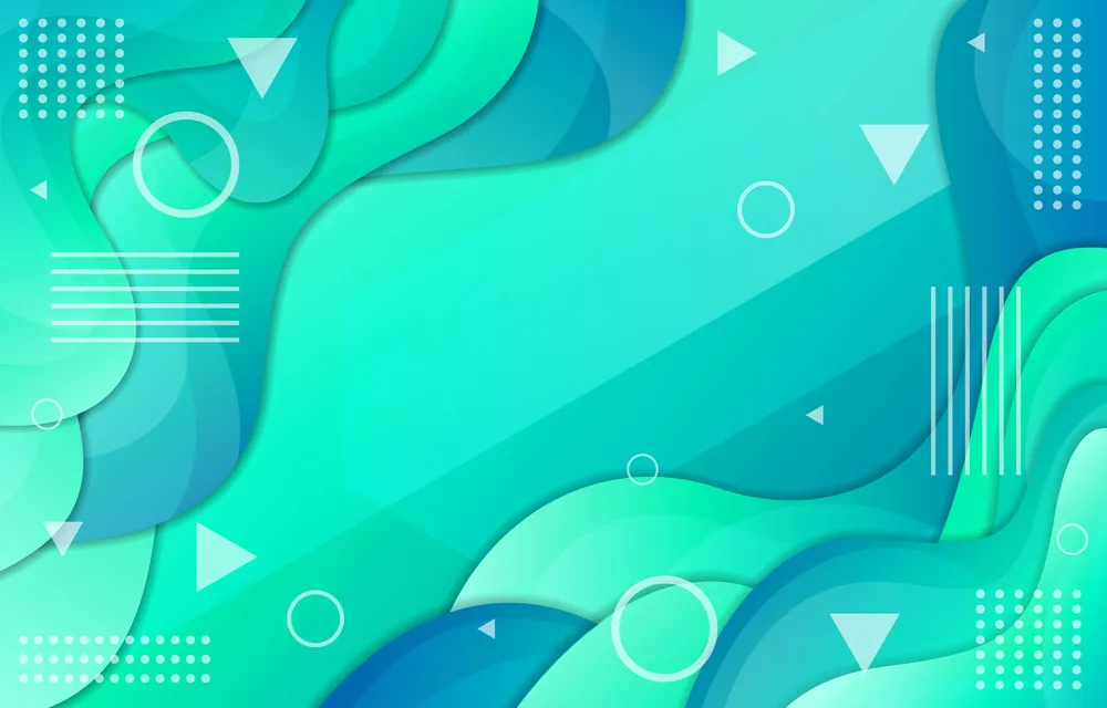 Blue Green Fluid Gradient With Geometric Shape Background