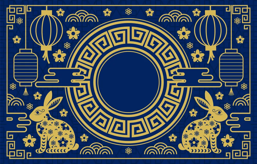 Royal Blue Chinese New Year Flat Color Background
