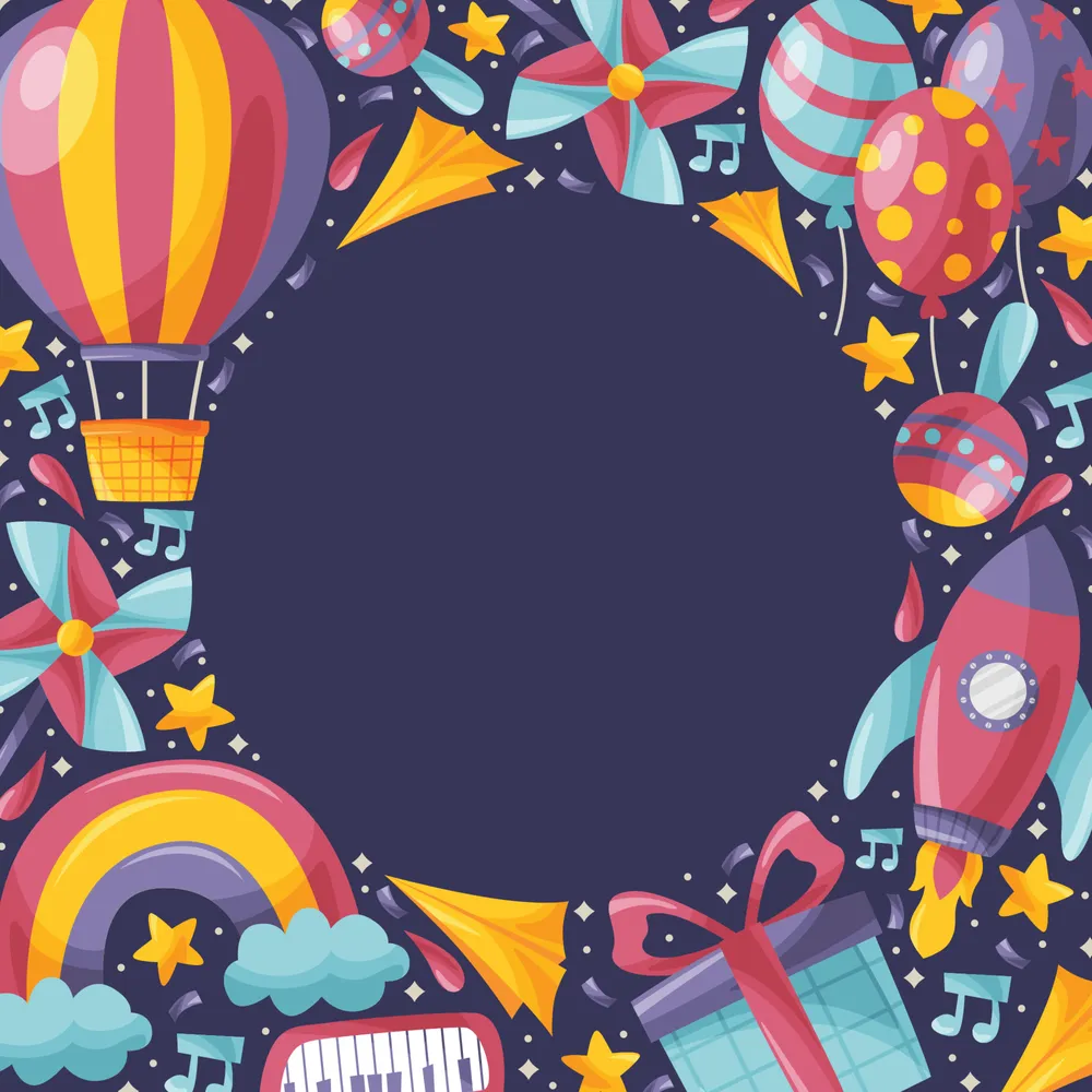 Happy Childrten's Day Background With Doodle Colorful Toys